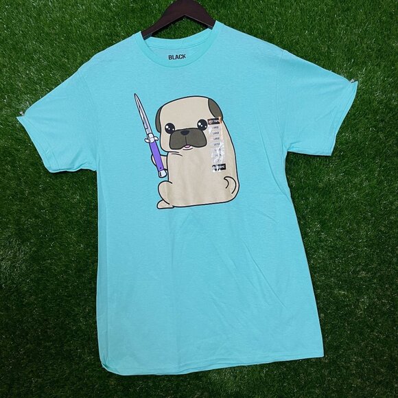 Black Matter, Pug, Knife, Graphic, Cartoon T-shirt, size Large - Picture 4 of 6